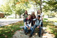Students Posing with Fall Setting
