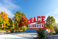 Grace College Campus Fall Buildings Landscape Sign P01310-18