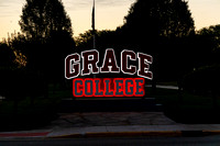 Grace College Sign Sunrise - Entrance to Indiana Hall P00845