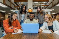 Students Studying Library Science Center P02081-18